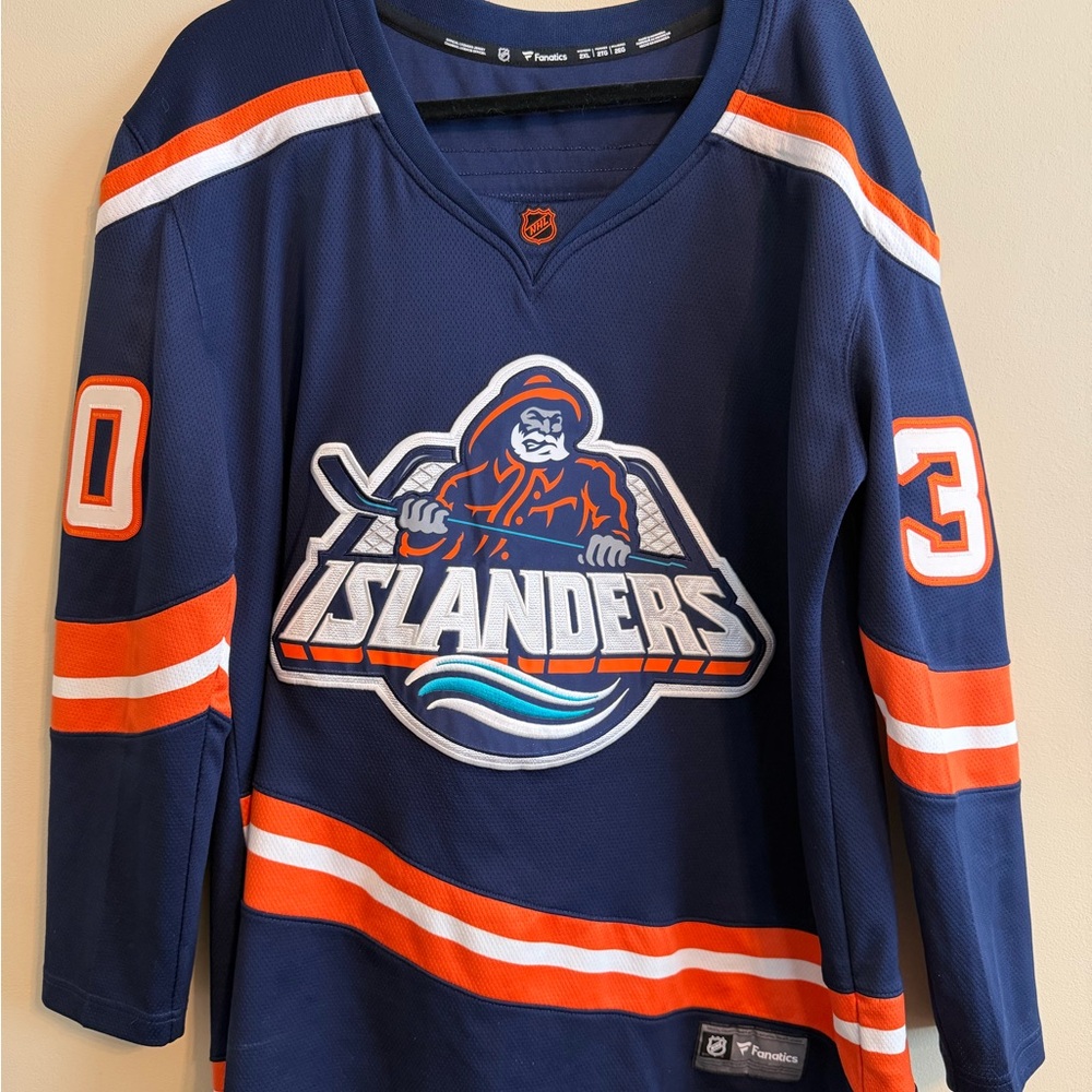 Fanatics Islanders Navy and Orange Hockey Jersey - Fisherman Logo XXL